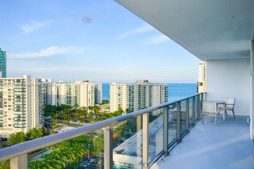 Superb 2 bedroom 2 bathroom corner unit with incredible bay and ocean views at new building Hyde Beach House across the beach. fully furnished and equipped!!! The master bedroom includes 1 King sized bed, a full bathroom, a flat-screen TV, walk-in closet and direct access to the balcony. The second bedroom has 2 double beds, flat-screen TV, full closet and 1 full bathroom. The modern-crafted kitchen is spacious and fully equiped with the necessary tools you'll need to cook delicious meals. The unit also offers towels, sheets, wifi and valet parking. 5 star amenities such as fitness center, pool, hot tub, tennis court, barbeque grill and much more! unit is not on the hotel program. buyer has to option to join hotel program or rent on his own.