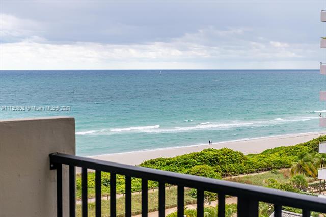 Bright and Spacious one Bedroom with two full Bathrooms at Manatee Condo. This condo has an updated kitchen with stainless steel appliances, granite countertops and separate laundry room. Tile and Carpet. Tons of closets including a walk in closet in the master bedroom. Brand new impact glass windows and sliding doors. Beautiful views of pool area and ocean. Manatee condo offers an attended lobby, on site management and large pool with beach access. Walking distance to Surfside shops, Bal Harbour Mall, Houses of Worship and Surfside community center right next door. Move in Ready. Seller will entertain cash offers only !!