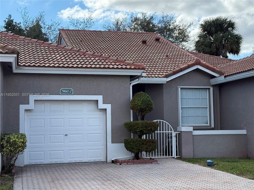 Beautiful Villa in a desirable gated community, 2 bedroom, 2 bath, tiled floors, remodeled kitchen with white cabinets and quartz countertop, newer appliances 2023, remodeled bathrooms, Laundry room w/full size washer & dryer, new roof 2024, A/C unit 2019, accordion hurricane shutters, one car garage with driveway for two or more cars , two separate screened patios from living room area and master bedroom, private backyard, Clubhouse and two pools to enjoy, tennis court, low association fee, BY APPOINTMENT ONLY, Please call listing agent. Ready for a new Owner!