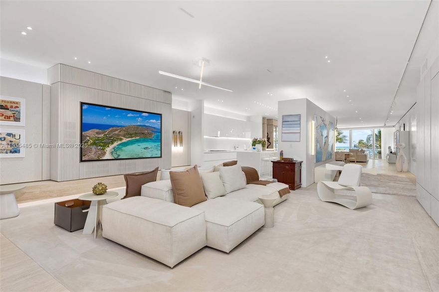 Rare opportunity to own in the South Tower! S-207 boasts a generous floor plan w/over 4,600SF of living space. This newly renovated entertainment masterpiece by renowned designer Deborah Wecselman is a must see! Coastal living in this spacious 4-bed flow-through unit with sun-filled spaces and sophisticated design. Accessed via a private elevator, the entry leads to a Boffi-designed open kitchen with quartz countertops and top-of-the-line appliances seamlessly integrated. Enjoy entertaining and daily living in this ocean front home with expansive living areas.
Nestled within the prestigious Four Seasons Residences, indulge in The Surf Club Restaurant by Thomas Keller, three swimming pools, fitness center, hammam & spa, 24-hour doorman service, and countless more amenities.