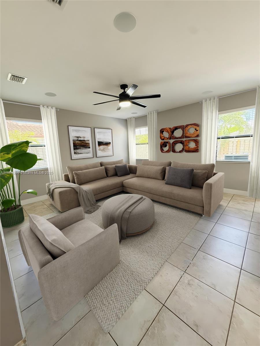 NEW METAL ROOF, SOLAR PANELS AND WATER FILTRATION. Discover resort-style living in Venetian Parc with this updated one-story, 4 bedroom, 3 FULL bath home. Enjoy access to a clubhouse, pool, fitness center, and playground. Inside, find NO CARPET, tile floors throughout, and a fully renovated kitchen with wine cooler. A versatile flex space works as a fifth bedroom or office. Primary suite features a double-vanity bath, while a second bedroom also enjoys its own private bath, a rare find that adds flexibility for family or guests.. A 2 car garage adds convenience, while the patio with pavers offers space for gatherings and room for a future pool. Ideally located near schools, shopping, and dining, this move-in ready home is easy to show.
