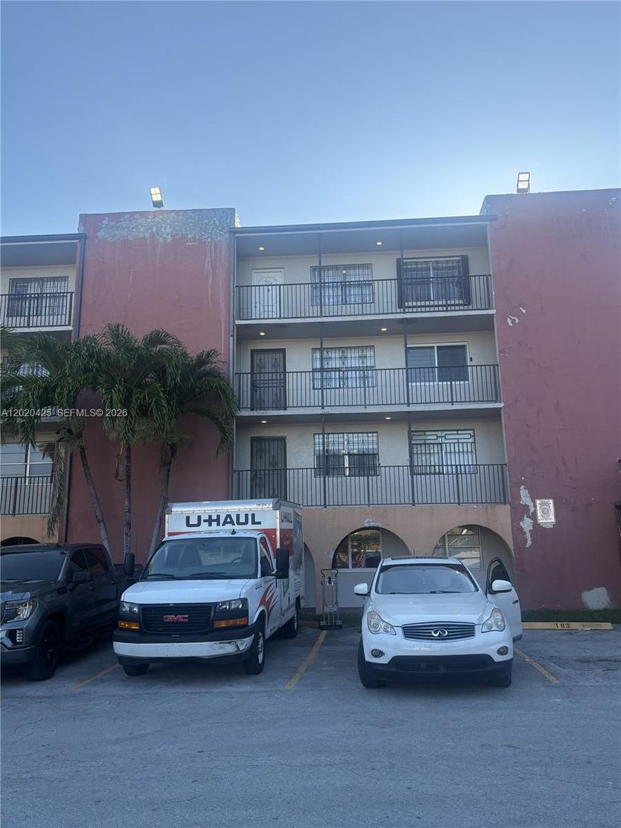 Great location 2 Bed/1 Bath apartment in the Heart of Hialeah in Westland Manor East, located on the fourth floor with a clear view facing the building's entrance, centrally near the major highways, shopping, dinning, schools, hospitals, parks and public transit. The A/C replaced 4 years ago, new water heater installed less than a year ago, Washer/Dryer in the unit. This building includes elevator access, one assigned parking space plus visitor available. The Special Assessment fully paid off. The unit is tenant occupied without lease agreement, rented month a month basis. Excellent for investors and for first-home buyers. Don't miss this opportunity.