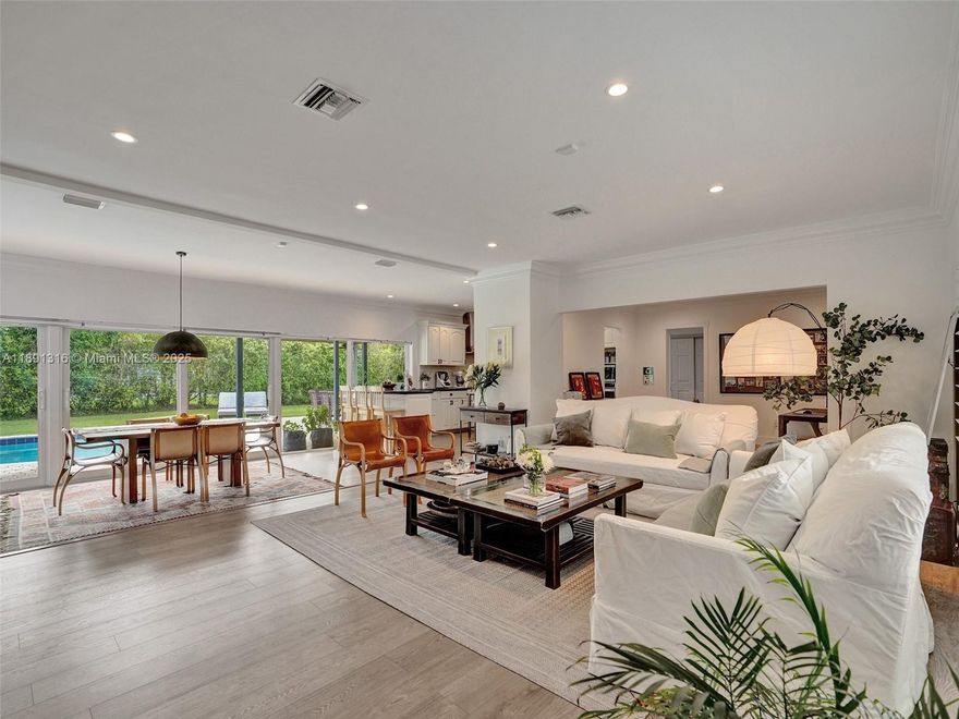 Welcome to your dream home in the serene neighborhood of Pinecrest, surrounded by beautiful parks and top
rated public & private schools.This stunning home features 5BR & 3BA split plan with master & guest ensuite. 5th
bedroom serve as an ideal home office, offering a quiet and bright workspace. Open-kitchen with ample cabinet
space, adjacent to the family living area, the heart of the home. While connected, the dining, living and family
rooms maintain a sense of individuality, allowing for distinct activities. Large glass impact windows flood the family
living area with natural light. Backyard ideal for outdoor entertaining with pool, covered terrace, and your own
Basketball Hoop inviting active play for all ages. Attached 2 car garage and ample driveway parking. Available January