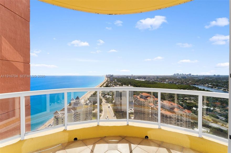 Experience the pinnacle of oceanfront luxury in this trophy Grand Penthouse residence at The Palms, Fort Lauderdale’s premier beachfront address. Perched atop the tower with direct oceanfront exposure and panoramic 360° views, this ultra-luxurious condominium offers the rare combination of privacy, prestige, and resort-style living. Encompassing 4,738 sq. ft of interior space and a total area of 5,742 sq. ft , this 3-bed, 3.5-bath masterpiece features soaring ceilings, marble flooring, and floor-to-ceiling impact windows framing breathtaking Atlantic vistas. The expansive open terrace provides unparalleled sunrise-to-sunset views. A designer kitchen anchors the home, complete with high-end appliances, a custom bar, built-ins, walk-in closets, and refined finishes throughout. Pure elegance. Garage parking best spots 2 together. Valet parking.