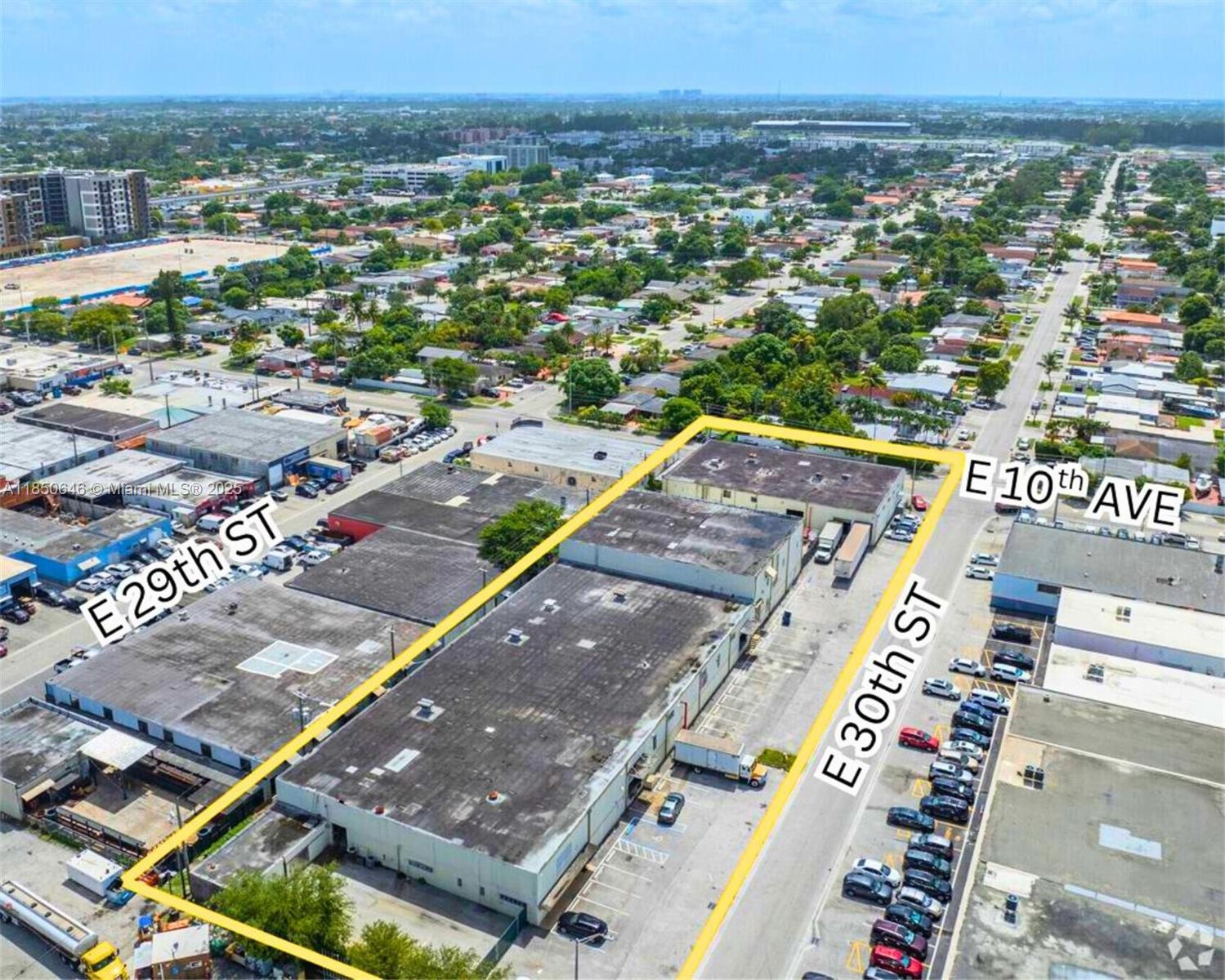 Exceptional Corner Warehouse in the Prime Industrial Area of East Hialeah.
Includes 2 adjacent industrial buildings (2 folios) totaling 45,984 SF on a 1.36-acre corner lot.
Zoned M-1 (Industrial/Manufacturing), Features heavy 3-phase 1,200 AMP power, suitable for manufacturing operations.
Include full sprinkler coverage, 46+ on-site parking spaces and multiple dock-height and street-level loading doors.
Passed the 40-Year Recertification along with fire, elevator, and sprinkler inspections.
Delivered vacant.
Market rents in the area range from $16.50 to $18.25/SF, offering a potential gross income of $804,720/year.
Prime access to I-95, SR-826 (Palmetto Expressway), and Miami International Airport, this high-visibility corner site also offers long-term redevelopment potential.