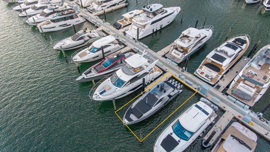 Restricted 50' Floating Dock Slip – Must Own an Apartment at Marina Palms to Purchase.

This 50' floating dock slip, located in a full-service marina, accommodates boats up to 65' in length. Enjoy exclusive amenities such as private gated parking, a fuel station, pump-out station, marine store, and an on-site yacht master for expert assistance. The maintenance fee covers water, trash, and taxes, ensuring a convenient and worry-free experience for boat owners.
Once purchased, it can be rented to anyone, and residency is not required.