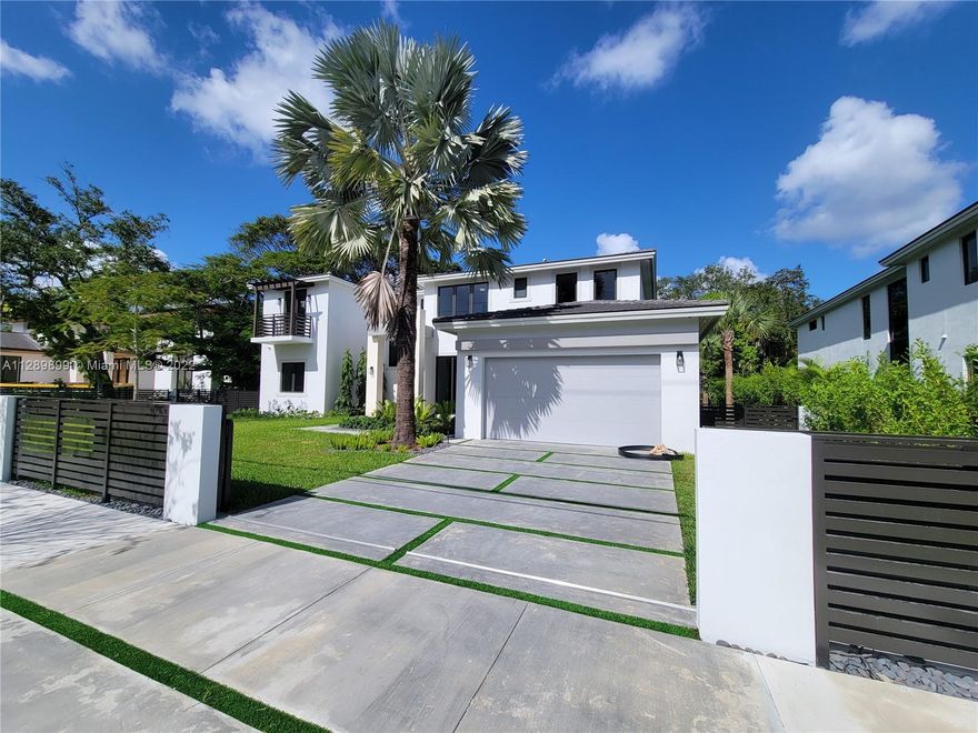 New Construction! 2 Stories, Open Concept, 4200sf living/5300sf total area, 5bed/5-bath/2 car garage, centrally located in South Miami, near Shops, Restaurants, UM University & Hospitals. Impact Windows & Doors, 24’ high Living & 10’ ceilings, 48” porcelain floors, 8’ doors. Formal Dining, Large Kitchen with Sub Zero & Wolf Appliances, Gas Range & Water Heaters, Wine Cooler & Quartz Counters. Master Suite, Large Walk in Closet, Private Toilet & Bidet, & Balcony overlooking Large Yard & Pool. Covered Terrace with Summer Kitchen, Pool with Fountain & Jets. This home has it all! Gated for Privacy, Concrete Driveway, 2 Laundry Rooms (1st & 2nd-floor), 1st floor Bedroom, Central Vac, Cabana Bath, Solar Panels, all LED Lighting, Surround Sound, Cameras, Alarm System and Prewired for Smart house.