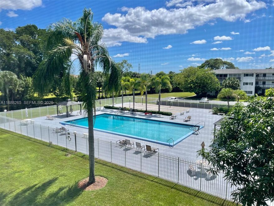 Spacious 1/1 with wonderful pool views!  Make this unit your own.  Situated on a lovely cul-de-sac.  Low monthly maintenance.  Steps to miles of walking paths.  Access to tennis courts and pickleball.  Highly sought after Hillcrest unit in the heart of Hollywood.  Close to shopping, restaurants, Ft. Lauderdale Airport, Hardrock Hotel and Casino, Gulfstream Park & Racing, all major highways and the Famous Hollywood Boardwalk. No leasing.