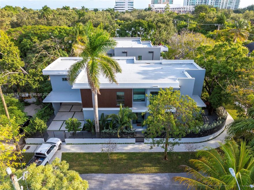 Urban living at its best! Unique 5Bed+den/6.5Bath, brand new construction, modern house in the heart of North Coconut Grove! Extraordinarily located at end of closed-off street. Meticulously built with top of the line finishes. Perfect for the most discerning buyer. 4 bedrooms & 4 bathrooms upstairs+2nd family room. Guest bedroom on 1st floor plus additional den/office. Cabana full bath and storage room. Expansive open kitchen with sleek Italian cabinetry. Sub-Zero/Wolf appliances, high-end bathroom fixtures and closet cabinetry throughout. LED lighting, Ethernet wired, Control 4. Fabulous outdoor entertaining with covered terrace featuring a well equipped summer kitchen and pool. Luscious landscaping (w sprinkler system) includes palms and trees plus perimeter fence for plenty of privacy.