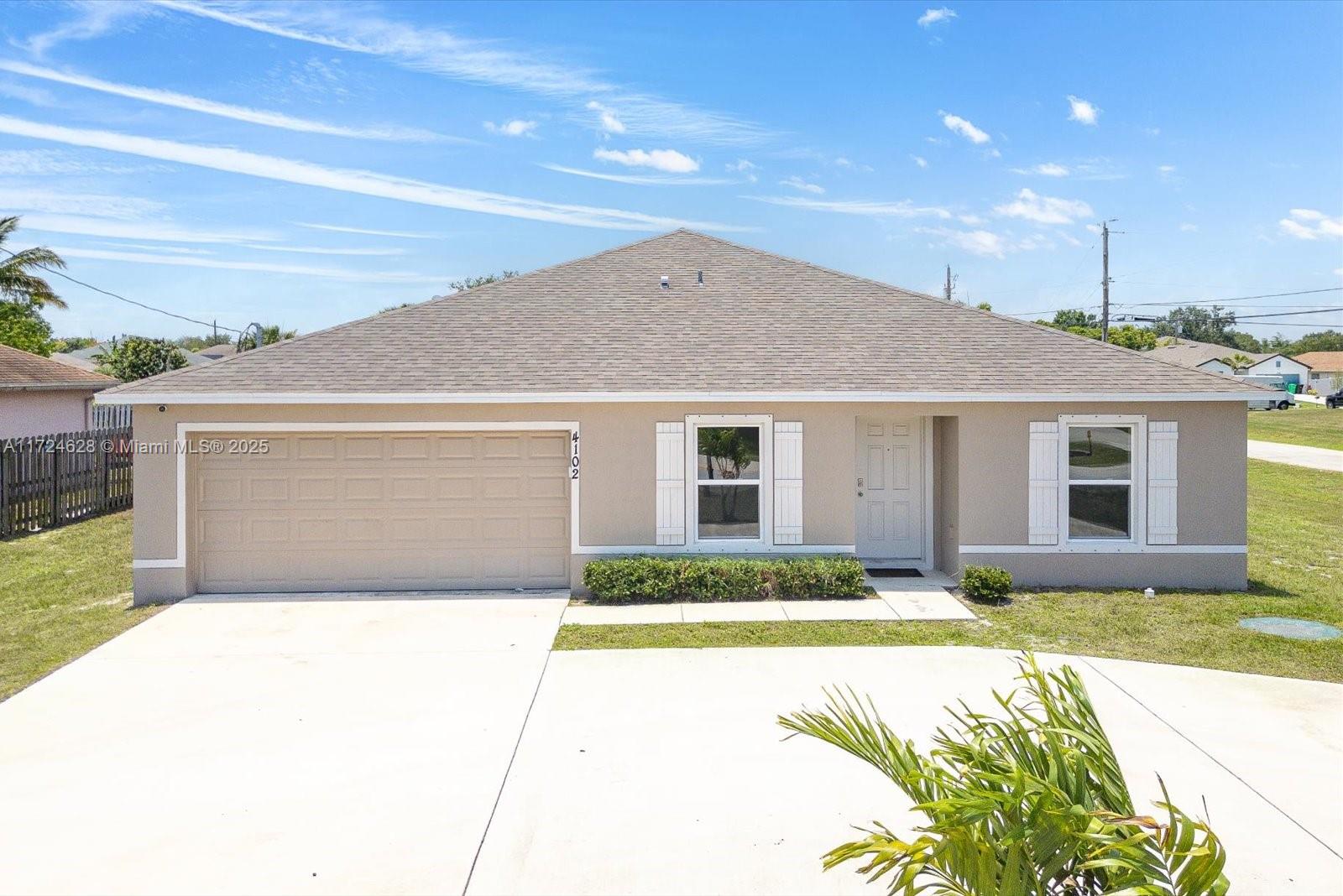 ***BEAUTIFUL CORNER HOME!*** This beautiful, spacious open concept split floor plan features 4 Bedroom, 2 bathroom with a 2 car garage, home on a corner lot. Stainless steel appliances with Washer, Dryer and Westinghouse Water Softener System. This home is conveniently located near top- rated school, hospital, shopping centers and restaurants. Perfect blend of comfort and accessibility. Nearby access to I-95 and Florida Turnpike. Pet Friendly as well. No Association Approval, Move in immediately. Must See! Don't miss this rental opportunity!