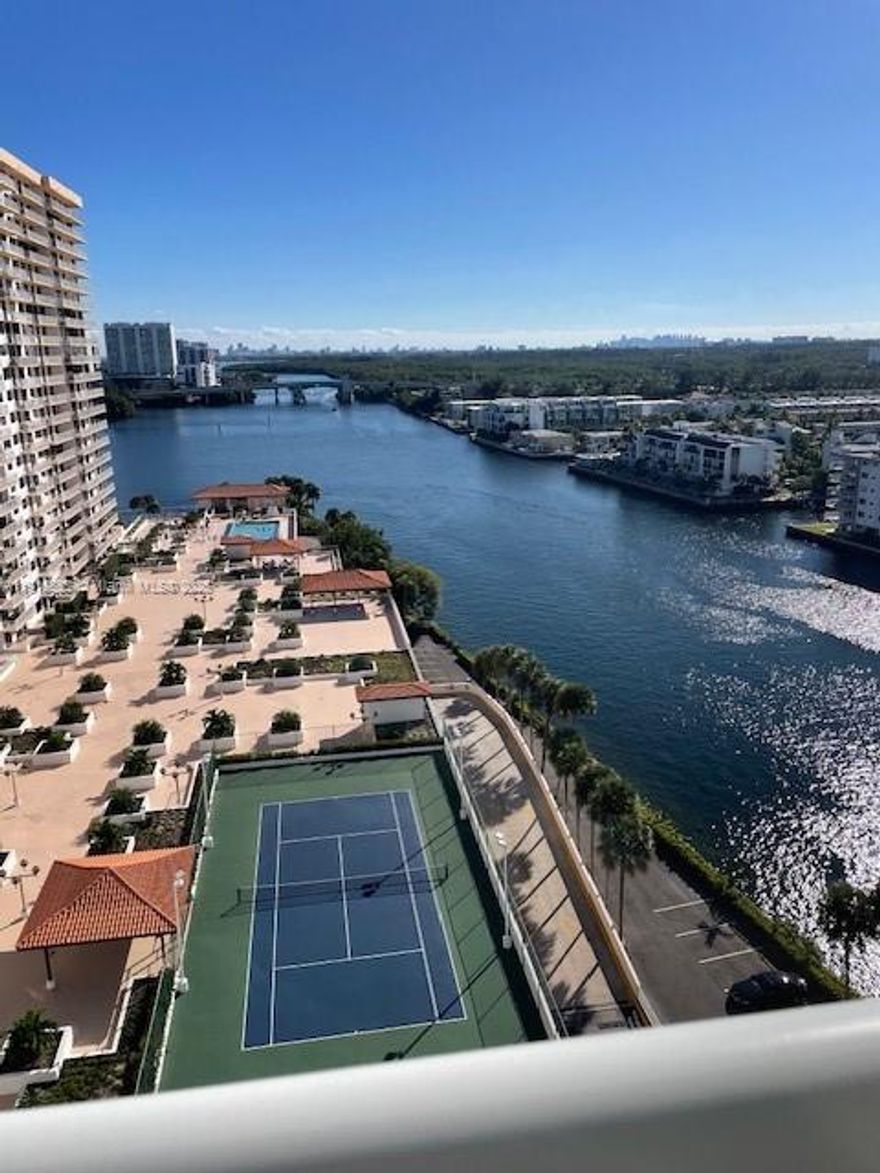 Million Dollar View in Sunny Isles Beach. Beautiful overlook of the intercoastal, Oleta River State Park, and a stunning view of the Downtown Miami Skyline. Watch the sun rise on the east and set on the west right from your balcony. Located right across the Winston Towers Park as well as the dog park for all of your furry friends' needs. Amenities include pool and gym. Short walk to the beach. Sunny Isles Beach K-8 school, Publix, Banks, Walgreens, CVS, all in walking distance. Very safe neighborhood with guards at every crosswalk before and after school.