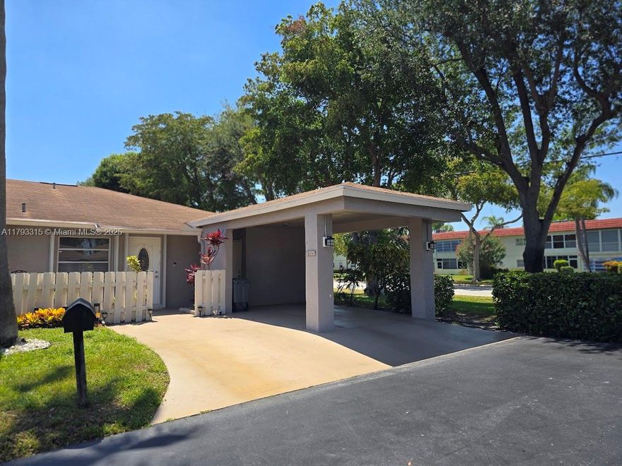 Wow! Clean, beautiful 2 Bedroom 2 Bath Villa, located in the quiet centrally located community of Camelot Village in Delray Beach. This unit features upgrades throughout!  The Kitchen has, Gourmet Cabinets, Granite Counter Tops with Stainless-Steel Appliances and gorgeous 24-inch Floor Tiles. Spacious Master Bedroom with Walk in Closet.  Bathrooms updated.  Lots of Storage Closets. Laundry area equipped with essential Shelving and full-size Washer/Dryer.  Exterior Storage Room. Carport. Hurricane Shutters. A/C 2022.  Close to Highway, Public Transport, Shopping and Restaurants. 55+ Community.