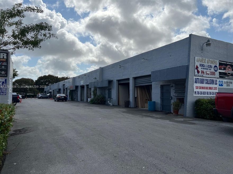 Ten (10) Office/Warehouse Bays Total: Six (6) 2,700+/- Sq. Ft. Bays and Four (4) 2,400+/- Sq. Ft. Bays
All Bays have small office and restroom / Eight (8) Units are currently leased Month-to-Month / Individually Metered for Water and Electric /Tenant’s pay for their own garbage / 18’ Clear Ceiling Height each Bay /One (1) Street Level Front Loading Door Each Bay / 31 Total Parking Spaces / Small Outside Storage Yard area available next to Unit 1359.