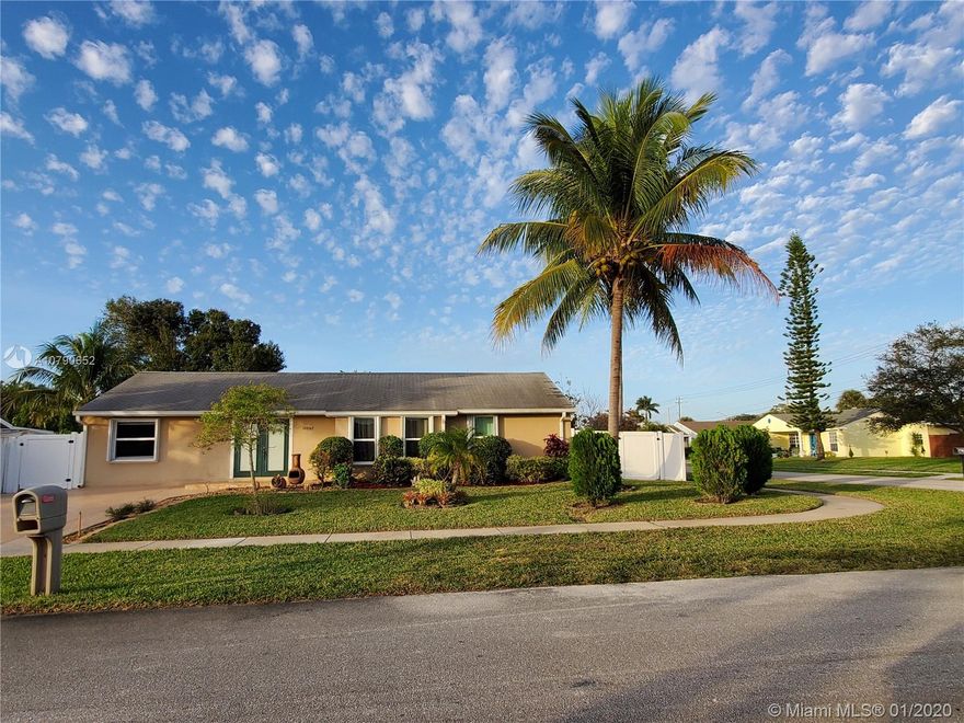 Corner lot home with great backyard!  Garage converted onto 4th bedroom.  Kitchen is updated with stainless steel appliances, range, refrigerator, dishwasher and microwave and granite countertops. French doors leading to large, screened covered patio overlooking beautiful pool with fence. Located close to shopping and turnpike.