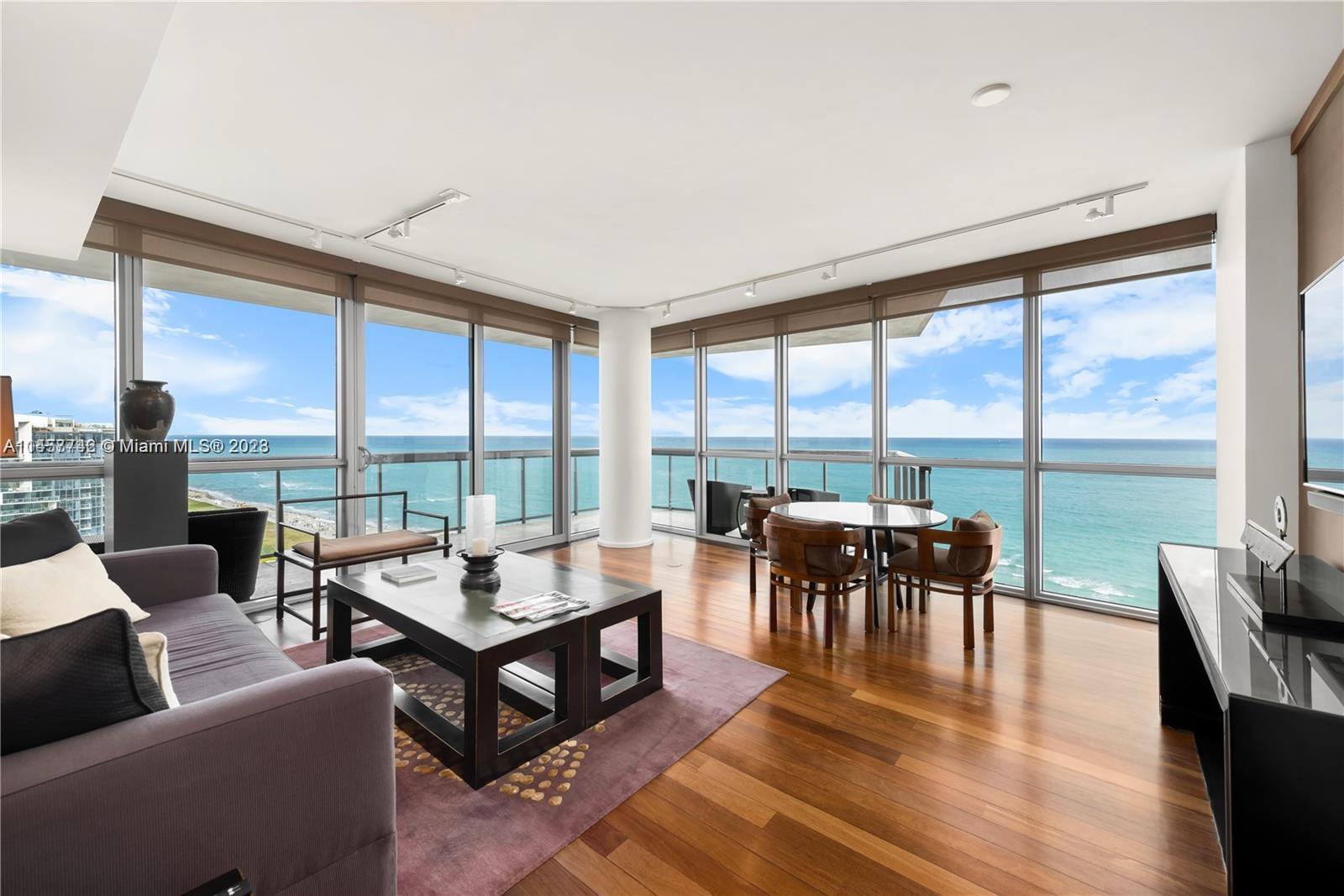 Rarely available 7 line, located on the Northeast corner of the 25th floor. It is fitted with the complete Setai Hotel package, allowing it to be offered in the hotel program with opportunities for great rental income. The apartment features floor to ceiling glass throughout with a huge wrap around terrace affording 250 degree views from the Ocean to the bay and city lights. The Setai is the epitome of elegance and sophistication, setting the standard for Miami Beach luxury and services. This 5 star luxury resort features three on site restaurants, full beach and pool services, three infinity pools, with a full service spa and training facilities. This is a fantastic apartment, in a wonderful building, set in a perfect location. Please call for a private viewing, very easy to show.