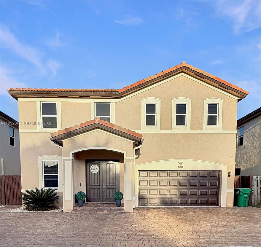 PRICED TO SELL !!
Discover this beautifully upgraded 5-bedroom, 4-bathroom smart home in the highly desirable Hemingway Point community in Homestead. **Low HOA of only $16.50 per month.** Built in 2016, this move-in-ready home offers over 2,800 sq ft of open living space designed for comfort, entertaining, and modern family living.
Enjoy a bright open floor plan, spacious upgraded kitchen with extended countertops and ample cabinetry, plus a convenient first-floor bedroom and full bath ideal for guests or multi-generational living. Upstairs, the oversized primary suite features dual walk-in closets and a functional Jack-and-Jill bathroom.
Step outside to your private backyard oasis complete with a heated pool, artificial turf, covered patio, and extended driveway with plenty of parking. Additional highlights include smart home technology, hurricane-resistant back doors, freshly painted exterior features, a pressure-washed roof, and a spacious 2-car garage.
Conveniently located near major highways, shopping, dining, schools, and parks, this stunning Homestead pool home combines luxury, functionality, and the best of South Florida living.