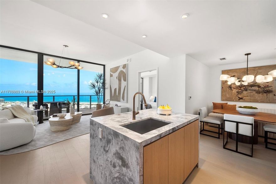 Breathtaking views from this 2-bedroom, 2.5 bathroom Canopy Residence. FIVE PARK Miami Beach unites timeless glamour with a new approach to development. A 48-story tower - the tallest in Miami Beach - with an array of services & amenities including a Five Park Beach Club located in the South of Fifth neighborhood with transportation provided by house car, and a three-acre shaded Canopy Park with Monstrum playground, outdoor gym, running track, dog park & more.