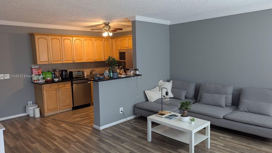 Recently renovated 1-bd, 1.5-bth condo is nestled in the peaceful community of Century Village, perfect for those 55 and older. Located on the second floor, short walk to the elevator & laundry facility.Kitchen stainless steel appliances, complemented by newly installed laminate flooring throughout. Both bath have been updated, and the fresh interior paint add to the condo’s clean, contemporary feel.Enjoy amenities that come with living in this vibrant community, including a spacious clubhouse, theater, tennis courts, fitness center, numerous clubs, and multiple pools. Ample guest parking is available, and transportation is provided throughout the community for added convenience.This location offers the best of both comfort and accessibility, with everything you need nearby.