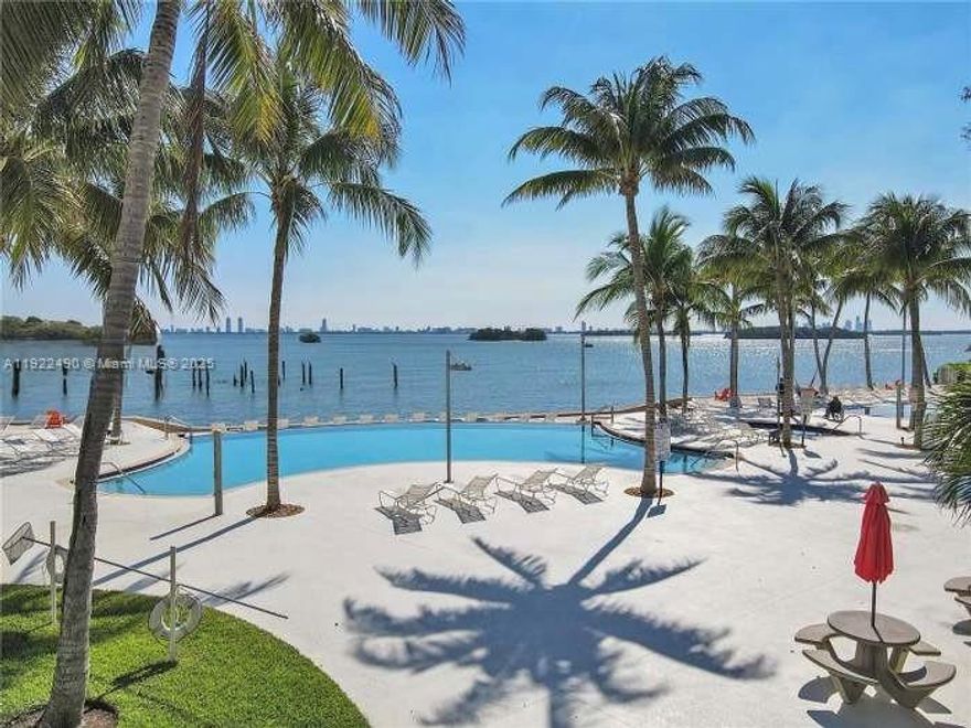 Welcome to Nirvana Condominium, Miami’s hidden gem on the bay and one of the nicest gated communities in the city! Cozy condo with Biscayne Bay views 1-bedroom, 1-bathroom, all windows are high impact. Step onto your private terrace and enjoy spectacular sunrises and the peaceful sound of the water, true resort-style living in the heart of Miami. The Nirvana community features exceptional amenities, including a fully equipped fitness center, sauna, two stunning pools, Jacuzzi, private sandy beach, volleyball court, BBQ area, and kayak storage with launching ramp. Lush landscaping with iconic banyan trees and 24/7 guarded security create a serene and secure environment. This pet-friendly community offers everything you desire and more, and bay-facing units like this are rarely available on the market. Trendy are of Upper East Side, MIMO with many restaurantes and cafes and surrounded by 2 parks Morningside and Legion
