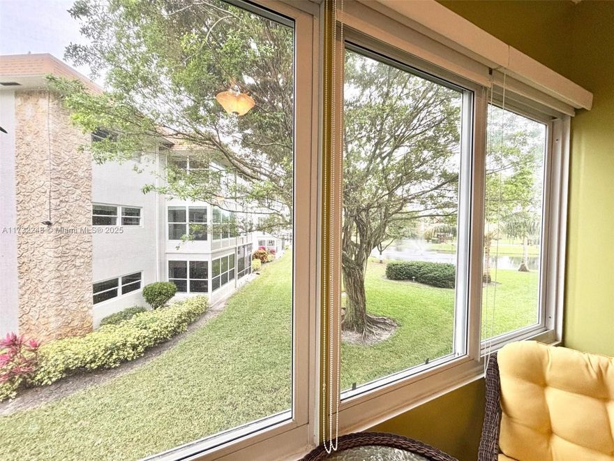This charming 2-bedroom corner unit offers the perfect blend of comfort & style, with an abundance of natural light pouring in through extra windows that highlight the beautiful lake and garden views. The spacious Florida room is an ideal spot to relax and take in the serene surroundings. High impact windows throughout, upgraded features like tiled floors & beautifully remodeled bathrooms, creating a modern & welcoming atmosphere. The European-style kitchen with granite countertops & stainless steel appliances is a chef's dream, perfect for preparing meals in style. As a fully furnished unit, it's ready to move in & make your own. Located in an active 55+ community, you'll enjoy a vibrant lifestyle with plenty of activities, all while being conveniently close to everything you need!