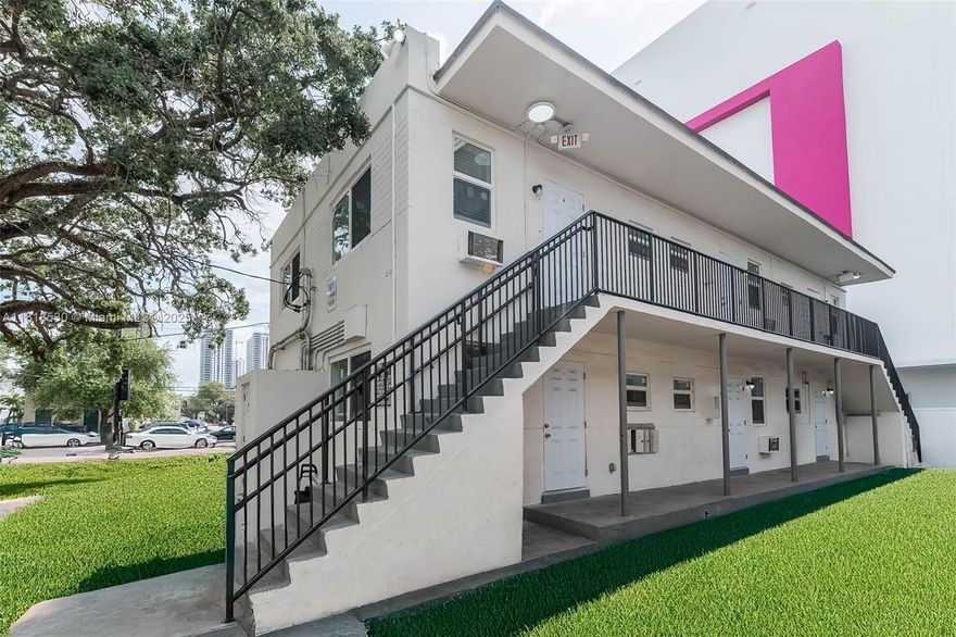 Amazing Investment Opportunity in the heart of Overtown. This Multifamily building consists of 6 Units, 2 stories, 3 units per floor. The building underwent massive renovations, all permitted with the City of Miami. Each unit is cosmetically identical. Each unit has two new wall unit A/C's, one in the living room and another in the bedroom. New kitchen cabinets, new flooring throughout, impact windows and doors. Renovated bathrooms. Exterior Railings are new. Smoke detectors in unit. Owner is in the process of obtaining a permit for a fence. Exterior Picture has been digitally altered to show artificial grass. Building has 7 FPL meters (one per unit and one House Meter). Also has 6 Water Meters. Tenants cover their own utilities. NO LAUNDRY IN BUILDING. 40YR Recertification completed!