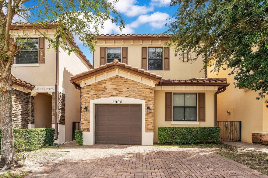 Impeccable home under 10 yrs old built for low maintenance & strong rental potential. Each floor offers a primary suites with walk-in closets ideal for multigenerational living. Upgrades: solar panels, new AC, smart thermostat, ceiling fans, wood floors, crown molding, modern fixtures, water softener with alkaline system & impact windows. Ground level offers volume ceilings, extra half bath, kitchen with stainless appliances, granite counters, island & pantry. Relaxing porch with automatic Sunsetter awning, no rear neighbors & tranquil greenery. Low HOA fee covers lawn care, pool, clubhouse, playground, sidewalks & mature trees. Perfectly located near schools, daycare, parks, shopping & highways. Energy efficient, minimal upkeep & strong tenant demand—solid investment or your new home.