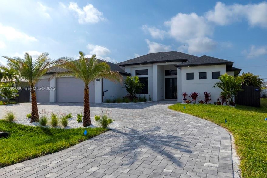 Welcome to your dream home in beautiful Cape Coral!!! This stunning New Construction offer 4 spacious bedrooms, 
3 full bathrooms, and a 3 car garage- perfect for families or anyone who loves extra space . Inside, you'll find elegant walk-in closets , a sleek modern kitchen , and your very own built-in bar idealfor entertaining guests or unwinding after a long day. 
The open concept layout flows  seamlessly to your private  pool area , creating the ultimate Florida lifestyle . Located in one of Cape Coral 's most desirable neighborhoods , this home comes with full city utilities (water, seawer and irrigation)