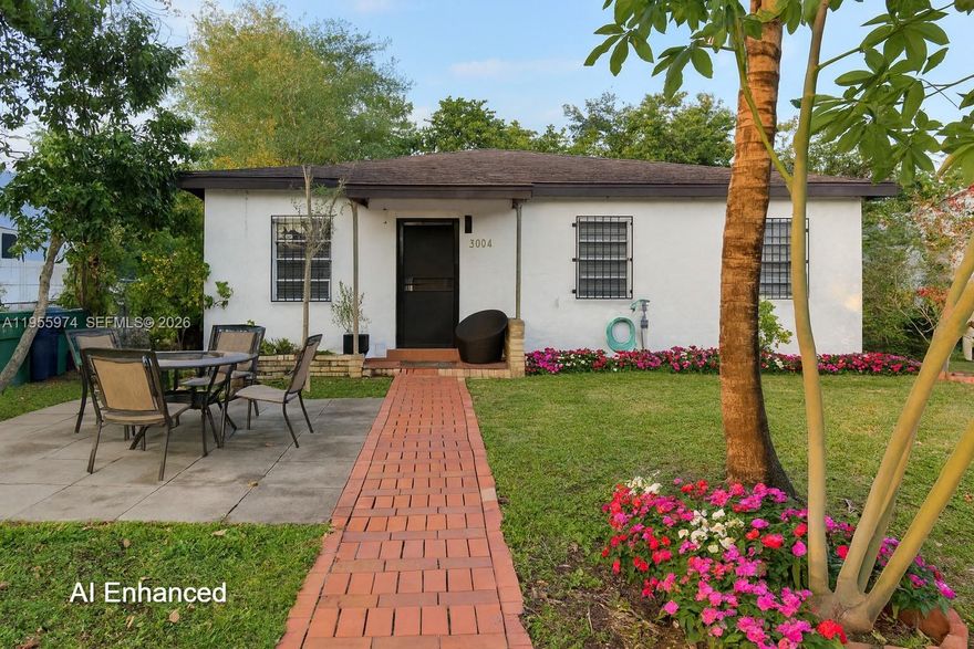 **SELLER MOTIVATED** Step inside and be welcomed by the warmth and charm of this inviting home.  Notable features include a newer roof (2019 w/permit), A/C system (updated w/permit), remodeled bathroom (2021), newer water heater and gas range.  The property has no HOA and is located outside of a flood zone.  The kitchen is ideally positioned, offering convenient access from both the living/dining area and the hallway.  The front of the home features a pleasant gathering space, perfect for morning coffee or relaxing afternoons.  Additional highlights include side parking for vehicles and a spacious backyard with a great shed and matured fruit trees - avocado, mango and more - thoughtfully planted to allow ample open space for you to design your ideal outdoor retreat.  Property is near St. Thomas University.  Call and schedule your visit today !