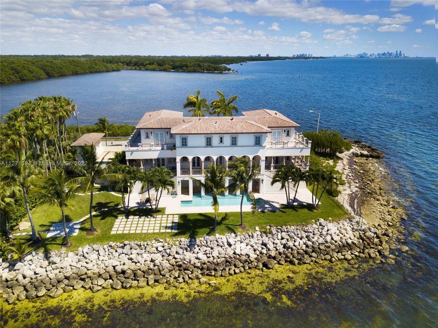 Stunning one-of-a-kind bayfront estate in the best location in the gated community of Gables By The Sea. Opportunity to purchase a unique open-bay home with 360 degrees of water views. The house is being sold AS Is with approved plans with the city of Coral Gables for a complete renovation. Perfect for a developer, investor, and waterfront lover to finish this incredible masterpiece. Permits for a new seawall and dock are almost ready!
