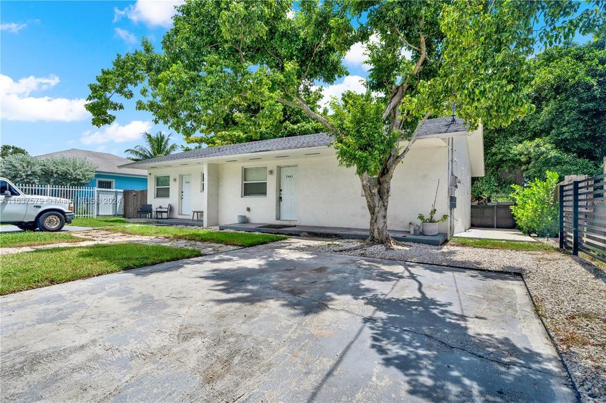 Welcome to this beautifully updated duplex, an ideal investment with excellent rental potential. This property features a 2-bed, 1-bath unit and a 1-bed, 1-bath unit, both offering beautifully remodeled kitchens with sleek quartz countertops, full impact windows, and modern barn doors. Inside, you’ll find freshly updated laminate floors, fresh paint, and nearly new washer and dryer units. The spacious backyard is perfect for entertaining, providing ample space. Parking is a breeze with space for up to 4 cars within the gated property, offering both security and convenience. The home is topped with a beautiful shingle roof and surrounded by a stylish iron fence. Don't miss out on this excellent rental investment opportunity.