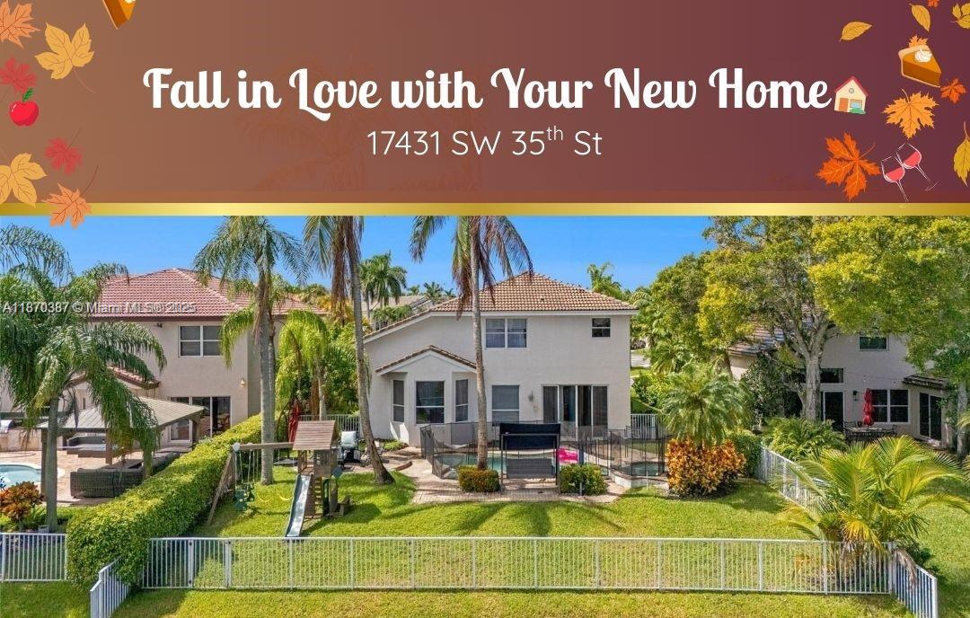 Welcome to SilverLakes, one of Miramar’s premier gated communities. This 4-bedroom, 3-bath waterfront home features over 3,000 sq ft of living space with soaring ceilings, abundant light, and a flexible layout. The first floor offers a full bedroom and bath, formal living and dining areas, and a spacious family room. The eat-in kitchen overlooks the pool, patio, and wide canal views—perfect for entertaining. Upstairs, the primary suite boasts a sitting area, dual walk-in closets, and two bathrooms in a unique his-and-hers design. Two additional bedrooms share a Jack & Jill bath. Enjoy resort-style amenities including pools, tennis, playgrounds, and fiber internet, all minutes from top schools, shopping, dining, and highways.