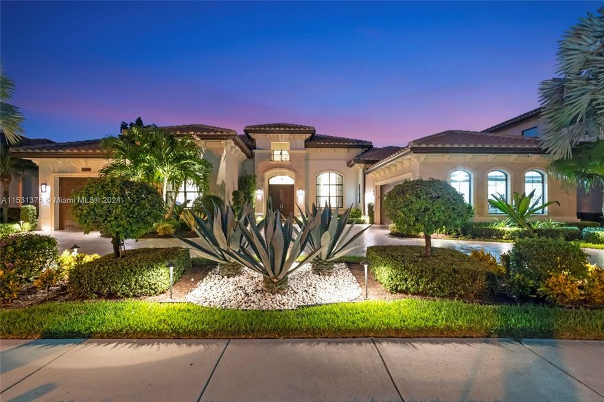 TURN KEY stunning rare BELVEDERE single level lake front and heated pool home.  Boasting 4 bedrooms, 5 1/2 baths, play room & study room that can be bedrooms. Modern style chef's dream kitchen with quartz countertop, oversized island, subzero-Wolf appliances, European style cabinets with custom walk-in pantry. Marble flooring in the main living areas, wood floors in the bedrooms. Bathrooms have premium vanities, stone tops, custom lighting including multiple chandeliers, coffered ceilings. Lutron and Control 4 systems that makes it a SMART home, electric interior/exterior patio shades, a propane generator.  Summer kitchen, extensive landscaping. It should be noted that the home is offered fully furnished with high end furnishings including Baby Grand Piano. This home is designed to impress