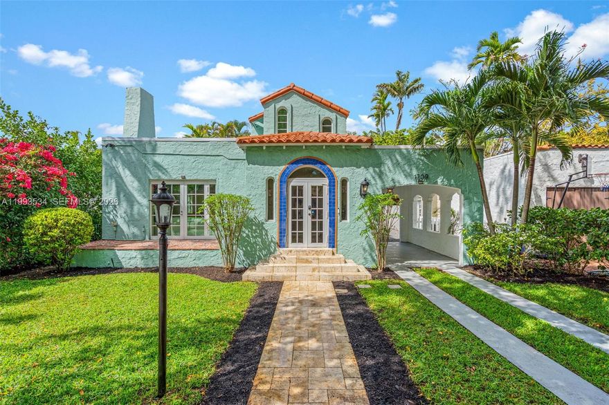 Timeless 1924 Old Spanish residence in the heart of Coral Gables, thoughtfully reimagined to blend historic character with modern luxury. Architectural details include a classic barrel tile roof, arched doorways, gorgeous HARDWOOD fllors, all with a Mediterranean-inspired design. The main home features a fully renovated kitchen and spa-inspired baths with high-end finishes and an open, functional layout. Major upgrades in the last 3.5 years include a NEW ROOF, PGT HURRICANE IMPACT windows and doors, top of the line Carrier HVAC, updated electrical systems, new plumbing with copper line from the main, water heater, septic tank, sprinkler system, and new window shades. A detached "CASITA" offers approx. 200 sq ft of air-conditioned space—ideal for a guest suite, office, or gym. Light-filled interiors enhance warmth and elegance. Ideally located on a tree-lined street near top schools, dining, and shopping—this move-in-ready Gables gem offers history, flexibility, modern comfort with peace of mind.