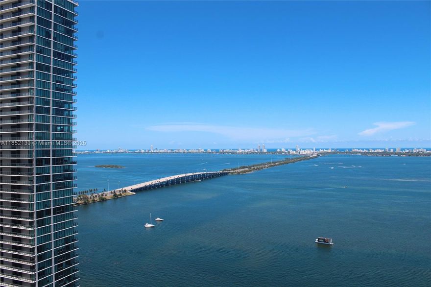 Incredible direct water view from this spectacular 4 bedroom 4.5 bathroom in Granparaiso!
Wraparound balcony, triple exposure, a lot of light coming thru, amazing daily sunrise and sunset. The apartment features wood ceramic floor, oversize terrace, SubZero/Wolf appliances, master bedroom with terrace access, master bathroom with separate shower and bathtub, other 3 bedrooms with ensuite bathroom with shower, 2 AC machines, private elevator with foyer. Gorgeous amenities shared with Paraiso Bayviews condo. HOA and Master Association include everything but not apartment electricity.  Sold unfurnished. Tenant occupied until 12/15/2025 paying $10500/mo. 
A lot of appreciation of Edgewater neighborhood is coming due to the development of the retail spaces thru the Paraiso community!