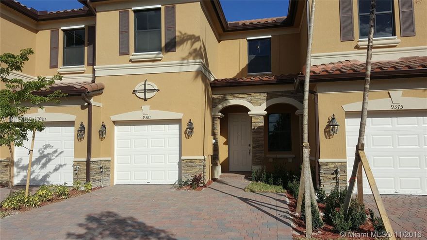 NEW TOWNHOME, NEVER LIVED IN. GATED COMMUNITY. 3 BEDROOMS 2.5 BATHS. STAINLESS STEEL APPLIANCES, WASHER & DRYER. COMMUNITY POOL, AMENITIES INCLUDE PRIVATE CLUB HOUSE WITH ALL AMENITIES. CONVENIENTLY LOCATED WITH IMMEDIATE TE ACCESS TO TURNPIKE, PALMETTO, I-75, IMPORTANT  MALLS, AND A+ SCHOOLS.