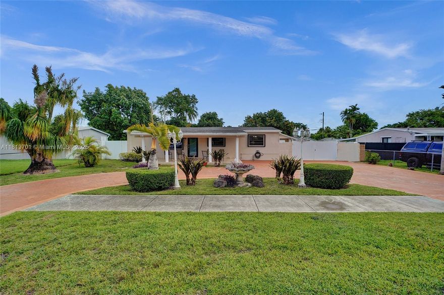 Prime Location! This spacious 4-bedroom, 2.5-bath home is situated in a highly desirable area near Miller Road, offering convenient access to top-rated schools and premier shopping. The home features an updated kitchen equipped with stainless steel appliances and with a combination of partial impact-resistant doors and accordion shutters there is welcome storm protection. The roof is approximately 12 years old, and the A/C system was replaced in 2020. Outside, a versatile shed provides additional storage or the perfect space for a separate office/workshop. With over 10,000 square feet of yard space, there's plenty of room to add a pool, park a boat, or accommodate an RV. This property offers a great opportunity to personalize and make it your own. Ideal as a starter home or investment.