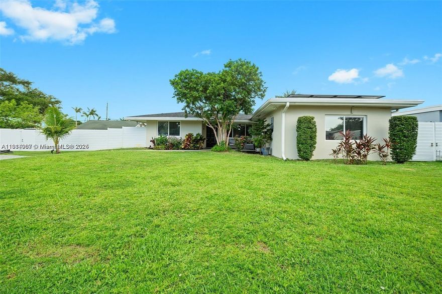 Beautifully remodeled 5BD/3BA home on a quiet dead-end street in Dania Beach. Features include a designer kitchen with large island, new appliances, impact windows, imported doors, and updated bathrooms. Enjoy an oversized heated pool, brand-new fencing, and a spacious double lot with mango, avocado, lemon & fig trees. Solar panels provide major electric savings. Plenty of parking. Prime location just 1.5 miles to the airport, Dania Pointe, shopping, dining, and minutes to the Hard Rock.