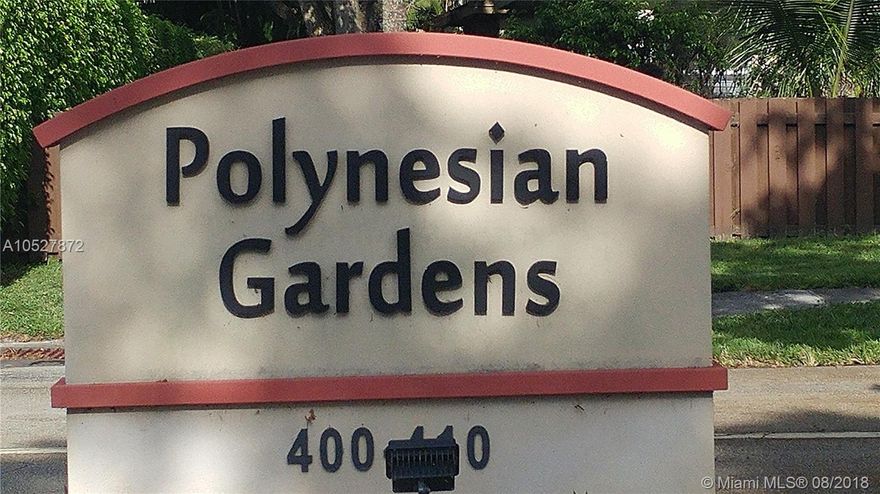 Completely updated 2/2 in sought after community Polynesian Gardens, open and spacious floorplan with lots of natural light. Updated kitchen and bathrooms with new cabinets, tile floors throughout. Amazing development with tons of amenities. One of the only Condominiums in the State of Florida with a 4 lane regulation bowling alley absolutely free! Exercise, Sauna & Billiard rooms are all located in our Clubhouse. Two regulation Tennis Courts! Ready to move in!