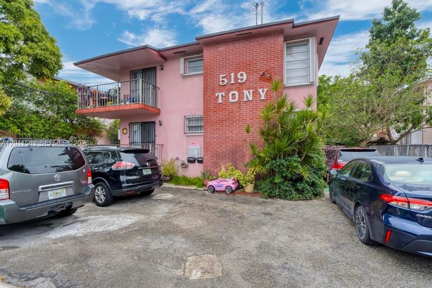 Great income /Investment property in a high demand rental area. 4 Units 2 units have 2 bedrooms and 1bath 2 units have 1 bedroom and 1 bath All very spacious with wrap around balconies 4 new Central Ac's ,New Roof and 4 plus parking spaces . Close to Marlin stadium and Downtown, Remodeled Units.