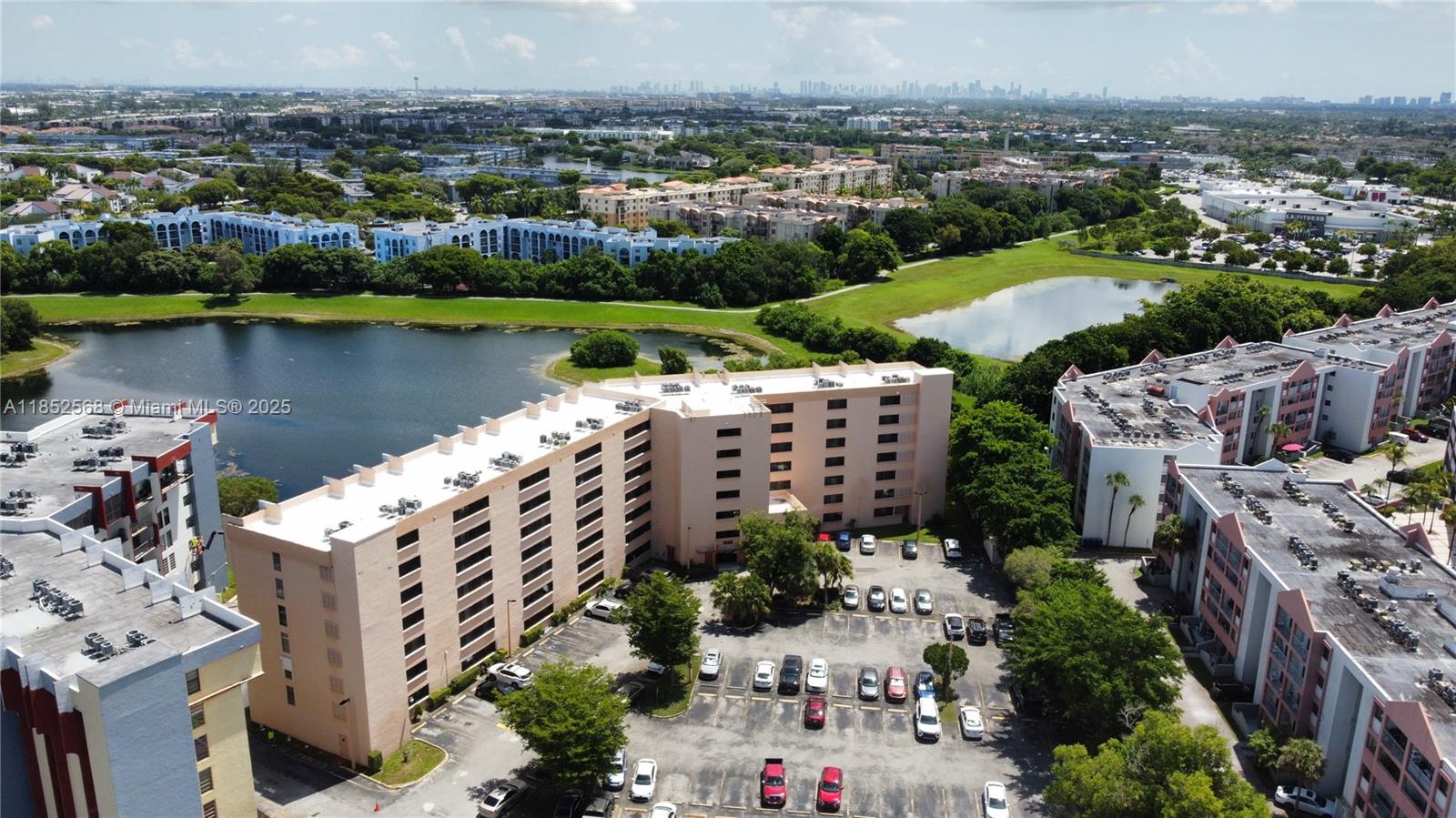 1BR/1BA condo on Fontainebleau Blvd. 5th floor unit with tile floors throughout. New hot water heater. Entryway has foyer, coat closet, and New A/C handler & compressor. kitchen has white cabinets and a pass tru to the dinning room. Tile floors thru out. Spacious living room has sliding glass door w/binds and hurricane shutters. Sit on your private balcony and enjoy Beautiful lake view. Bathroom with tub/shower and single vanity. Bedroom includes walk-in closet and fresh paint. Community laundry room. Security cameras around building. New impact windows. Great for first-time buyer or investor! Regular HOA fee $379.00 & assessment is $175.46. PROOF OF FUNDS AND/OR PRE-APPROVAL LETTER REQUIRED PRIOR TO SCHEDULING A SHOWING OF THE PROPERTY!