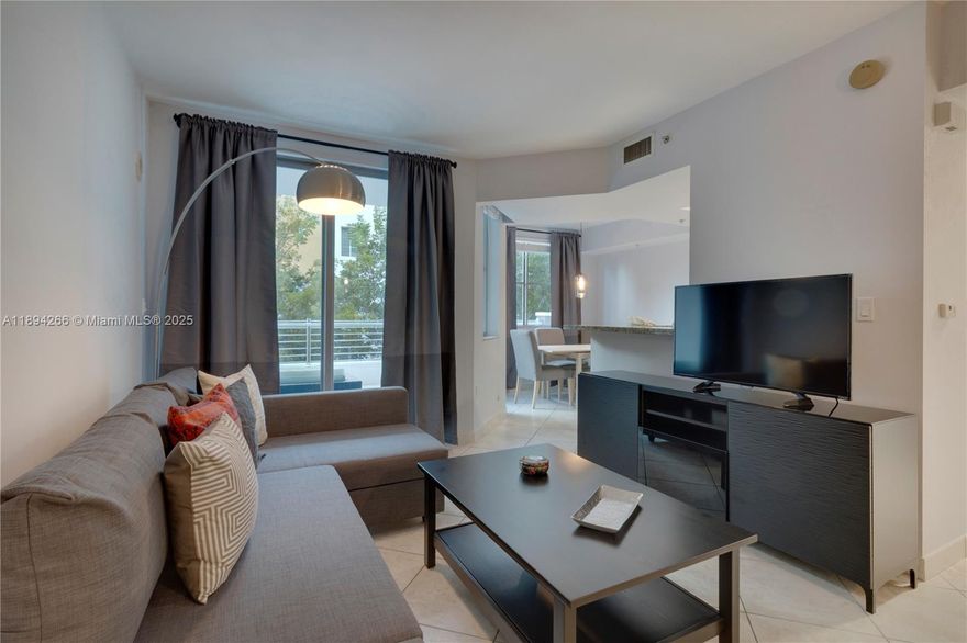 Annual furnished rental available at the Cosmopolitan South Beach. This 1 bedroom, 1.5 bathroom apartment has stainless steel appliances, large master closet and an extended balcony. The apartment is well furnished and has updated lighting fixtures and TV. Building amenities include gym, pool, party room and valet. The Cosmopolitan is located South of Fifth Street and close to the beach, South Pointe Park and amazing restaurants.