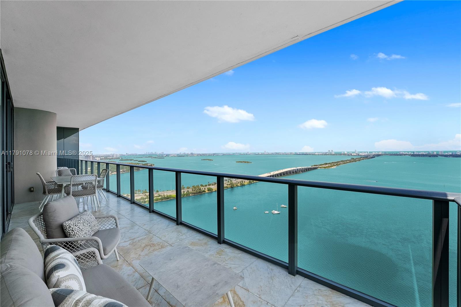 AMAZING CORNER UNIT IN THE DESIRABLE ONE PARAISO. 3 BEDROOM | 3.5 BATHROOMS FULLY AND TASTEFULLY FURNISHED! Spectacular unobstructed views to Biscayne Bay, Ocean and City! Calacatta marble floors throughout including the terraces (8-10 foot deep) further enhance the expansive views in every direction with automated shades in every room for rest and privacy. Built-out closets, Elegant custom Italian cabinetry, top-of- the-line appliances, Private elevator access and foyer entrance. AMENITIES offer: 3Pools, Cabanas, Sauna, Steam and Massage Room, Gym, Theater, Business Ctr, Kids Room, 2 tennis courts... Minutes away from Miami International Airport, I95, South Beach, Midtown, and Wynwood.
