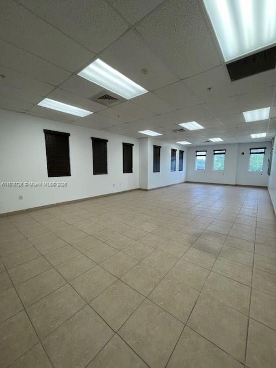 Great office space located at 18450 Pines Boulevard Suite 207 Pembroke Pines, FL 33029. Lennar just build over 50 townhomes right next door. Grow your business in this great space. Elevator is brand new and been modernized. 1,239 sq ft available on the second floor corner unit. Landlord will be replacing tiles in the bathroom and will be repolishing/cleaning  existing floor tiles in the office space.
