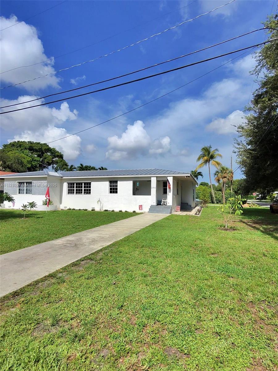 Lovely Miami Springs home in great location. Large corner lot (10807 sq. ft.) with plenty of room for a pool or addition to the home. Split floor plan. Updated master bath. Hardwood floors. 2 car garage.Make this your dream home, Amazing location.