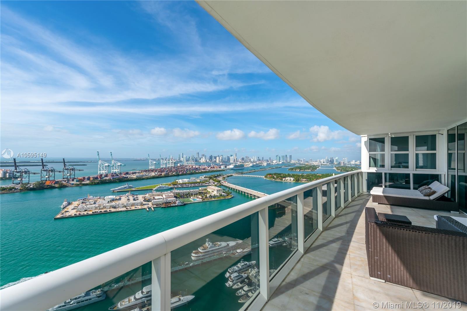 Luxury living at the top of Murano Grande! One of only 4 in the building, this 3,284 sqft flow-through residence is larger than all 03 units on floors 32 and below. Two spacious terraces are completely private with no neighbors next door. The residence features a private foyer, dazzling sunrise ocean views and sunset bay views, plus an ideal layout. Murano Grande offers a 5-star lifestyle with heated pool, tennis court, private Italian restaurant, concierge, gym, 24-hour valet and reception. Located in South of 5th on the boardwalk and walking distance to South Beach’s finest restaurants.
