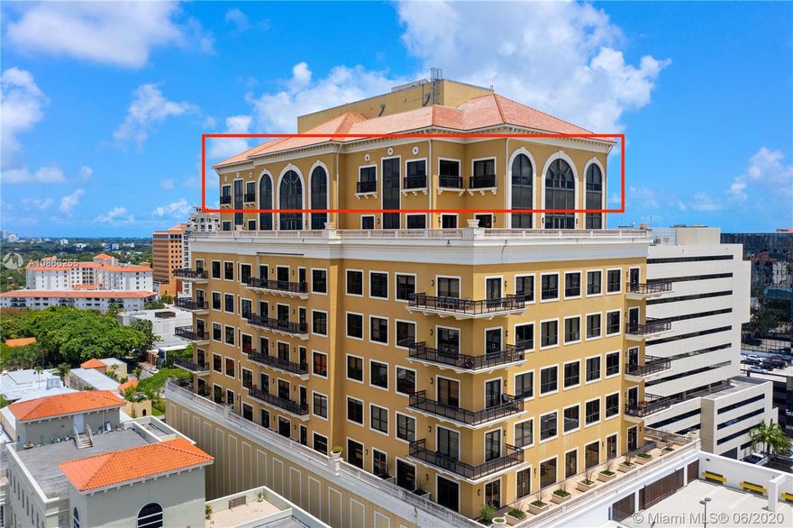 Exclusive 13,150SF custom designed PH office with endless views from Downtown to Biscayne Bay. Located in Coral Gables business district in Class-A building.  Professionally designed with exceptional detail to quality, the space has a sophisticated, yet casual feel. The West wing is comprised of a Steelcase open work-space area with 12 desks, designed for modern-day collaborating. The East wing is an airy & expansive executive suite area w/ its own hidden kitchen, 2 private Waterworks bathrooms w/ shower, 2 conf rooms and adjacent executive-assistant offices. The Holly Hunt and Christian Liagre furnishings finish off the haute design throughout. 19 private offices w/ floor to ceiling glass, 2 large conf rooms, 3 small conf rooms, 2 Poliform custom kitchens with top of line appliances.