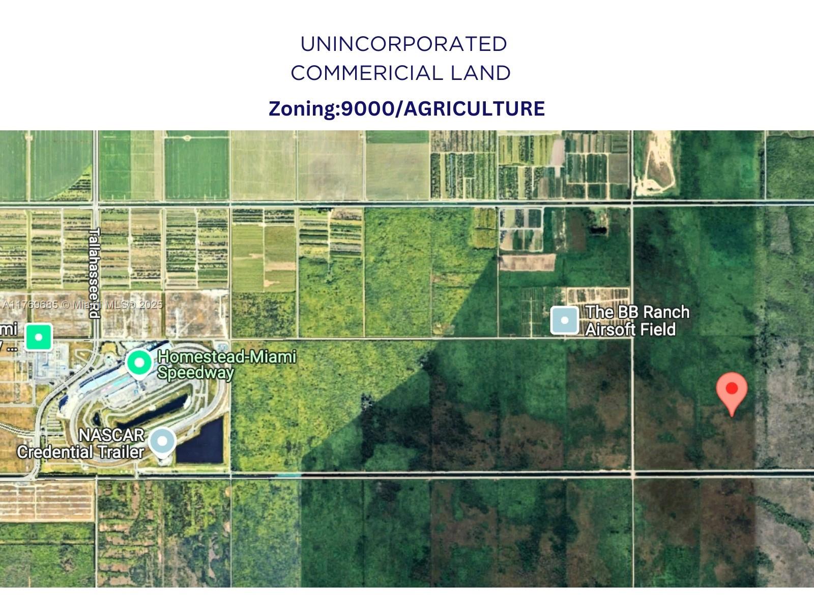 Incredible investment opportunity in South Florida! This 20-acre parcel offers endless potential for development, agriculture, or long-term investment. Conveniently located near Homestead-Miami Speedway, Homestead Hospital, Florida Keys Outlet Marketplace, and major highways (US-1 & Turnpike), this property boasts easy access to key amenities. Just minutes from the Everglades & Florida Keys, it's perfect for those seeking growth in a high-demand area.