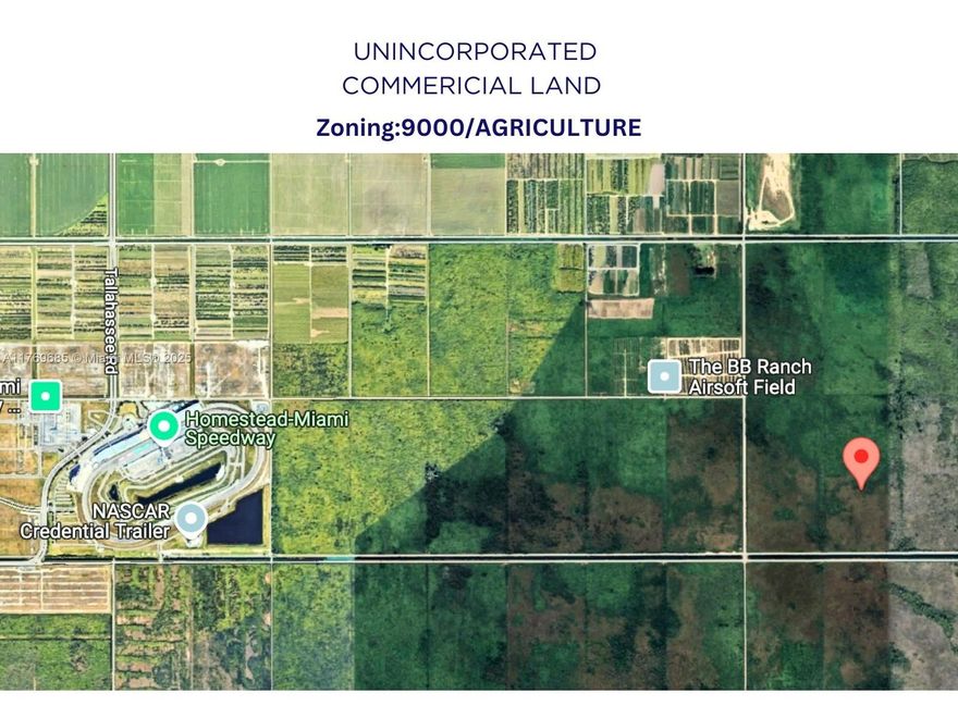 Incredible investment opportunity in South Florida! This 20-acre parcel offers endless potential for development, agriculture, or long-term investment. Conveniently located near Homestead-Miami Speedway, Homestead Hospital, Florida Keys Outlet Marketplace, and major highways (US-1 & Turnpike), this property boasts easy access to key amenities. Just minutes from the Everglades & Florida Keys, it's perfect for those seeking growth in a high-demand area.