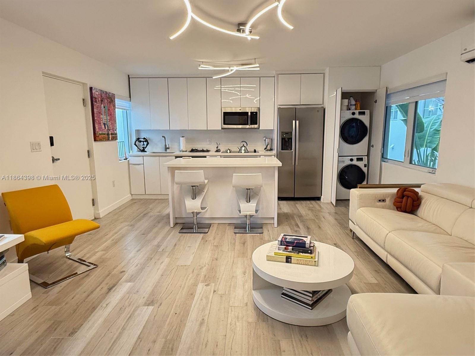 Lincoln Rd as your backyard in this new, fully furnished 1 bedroom, 1 bath apartment in completely renovated building located in the heart of Miami Beach steps from the beach. Minimum 6 months rent. Open floorplan, state of the art finishes throughout with white modern Kitchen, stainless steel appliances, porcelain wood-look tile throughout, upscale bathroom fixtures, king size bed and automatic blinds in bedroom, built-out closet, tankless water heater, modern split A/C system for impeccable cooling, gorgeous white leather designer furniture, and all these just steps from the iconic Lincoln Road and a brief walk to Miami’s pristine white sand beach. Within easy reach to top-tier restaurants, bars, and clubs. Unit located on second floor. Cable & internet included in rent. Street parking.
