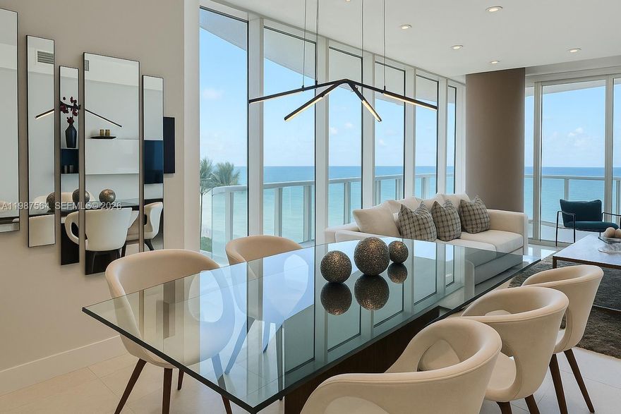 A stunning furnished corner residence with captivating ocean and city views. This 3 Bed + 3.5 Bath home features a private elevator foyer, sleek modern interiors, and an open kitchen with top-of-the-line appliances. The balcony, accessible from the living room as well as the primary and second suites, provides a comfortable space to enjoy the outdoors. The primary suite offers ample space with a walk-in closet, while all bedrooms are designed for comfort and privacy. The building offers outstanding amenities including two pools, a poolside bar, full-service spa, fitness center, 24/7 concierge, valet, and direct access to Sunny Isles’ pristine beach. A refined property where comfort meets modern luxury.